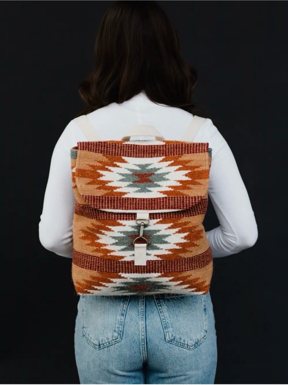 NWT Panache Apparel Co. Southwestern Pattern Orange Canvas Backpack